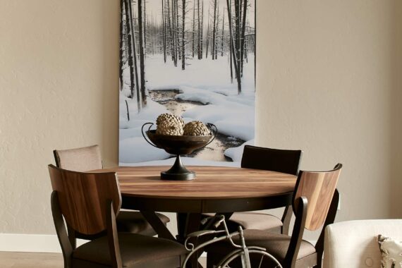 Dining table in furnished model home
